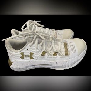 Under Armour Women's White and Gold Sneakers